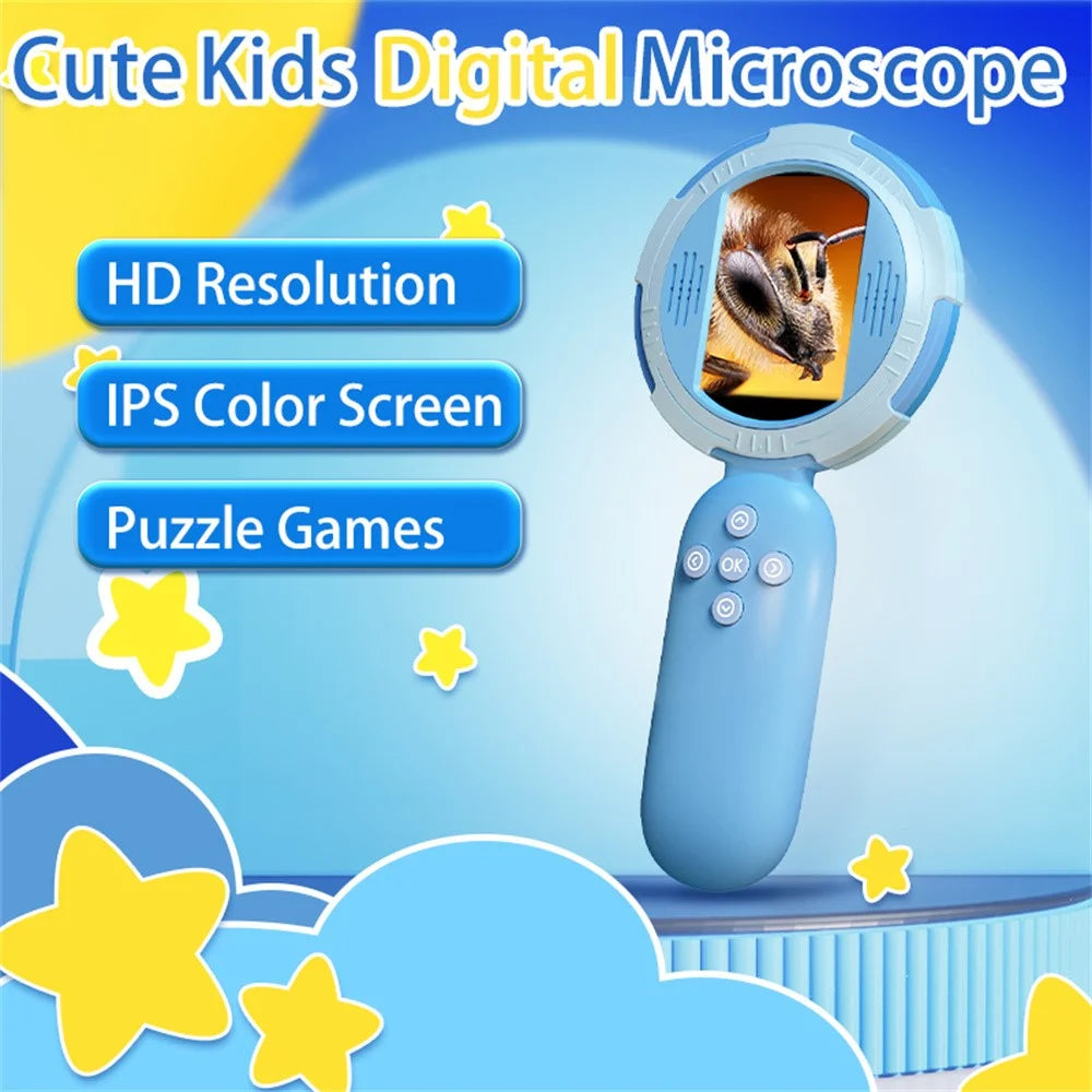 HM020C Digital Microscope for Kids 100x Magnification Handheld Educational Science Electronic Microscope - Blue - 2