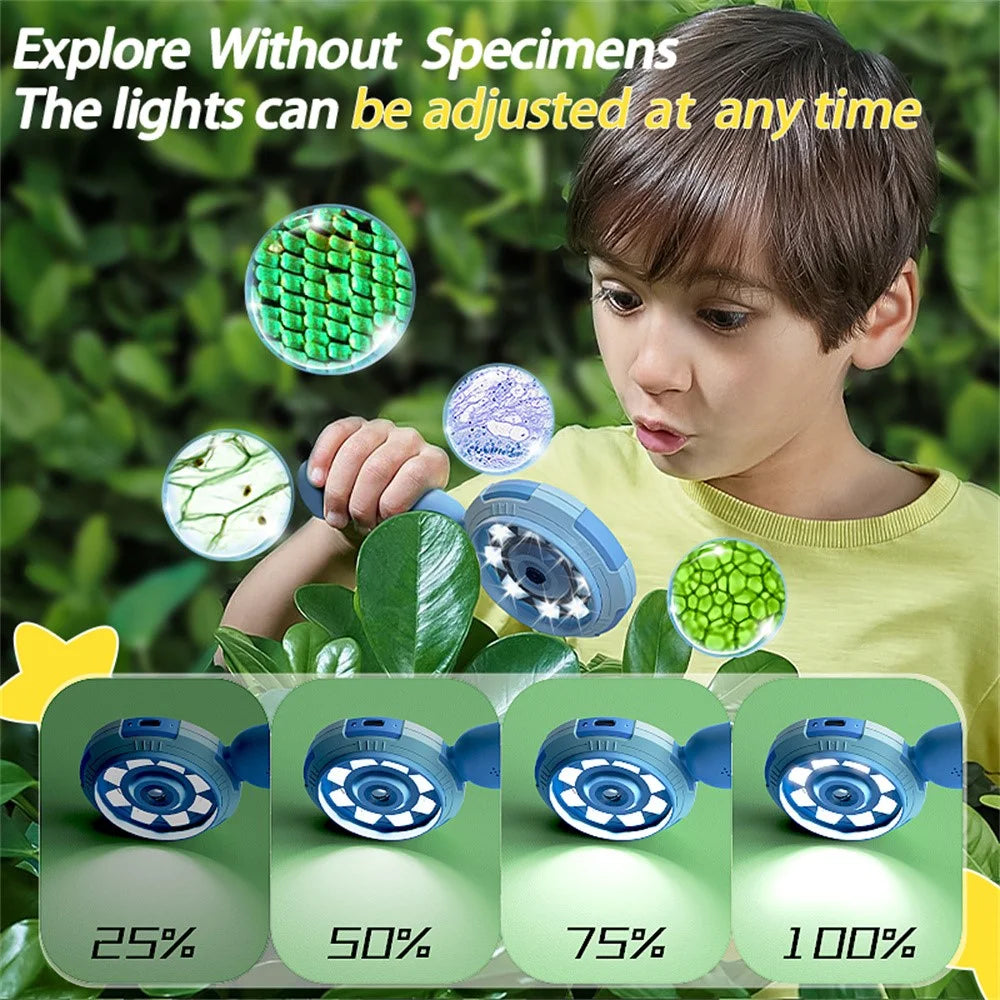 HM020C Digital Microscope for Kids 100x Magnification Handheld Educational Science Electronic Microscope - Blue - 6