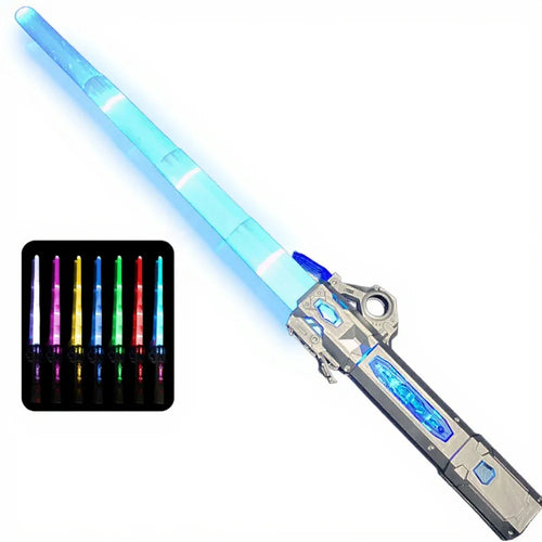 YLQ 2-in-1 Extendable Lightsaber For Kids 7-14 Years Light Up Toy With Sound Effects Star Wars Theme - Titanium Silver - 1