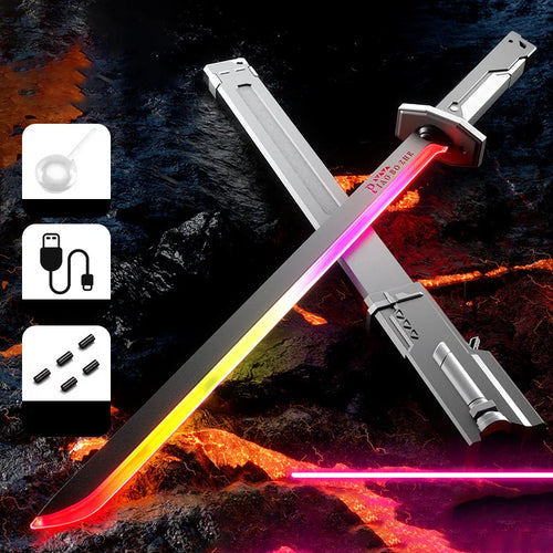 USB Rechargeable Creative Light Sword Plastic Glowing Toy for Kids with Spark and Smoke Effect - Grey - 1