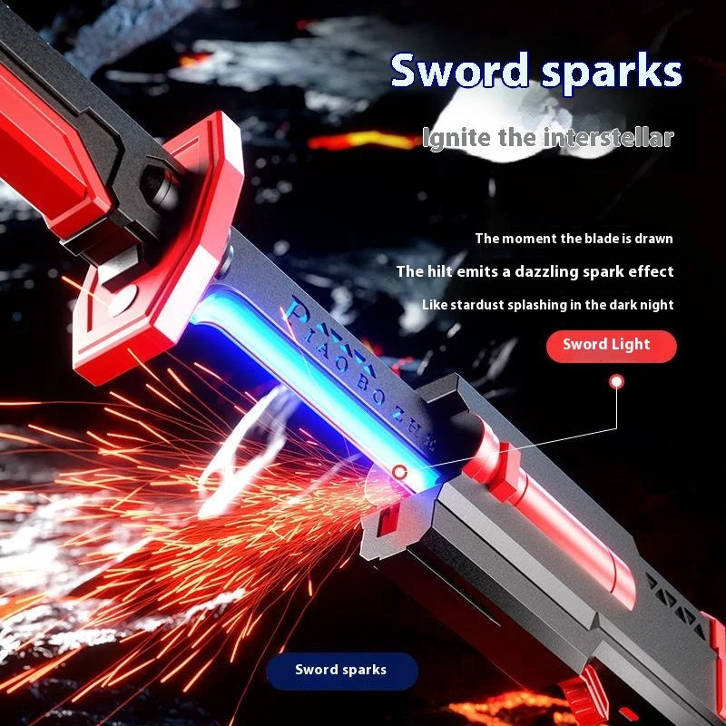 USB Rechargeable Creative Light Sword Plastic Glowing Toy for Kids with Spark and Smoke Effect - Grey - 3
