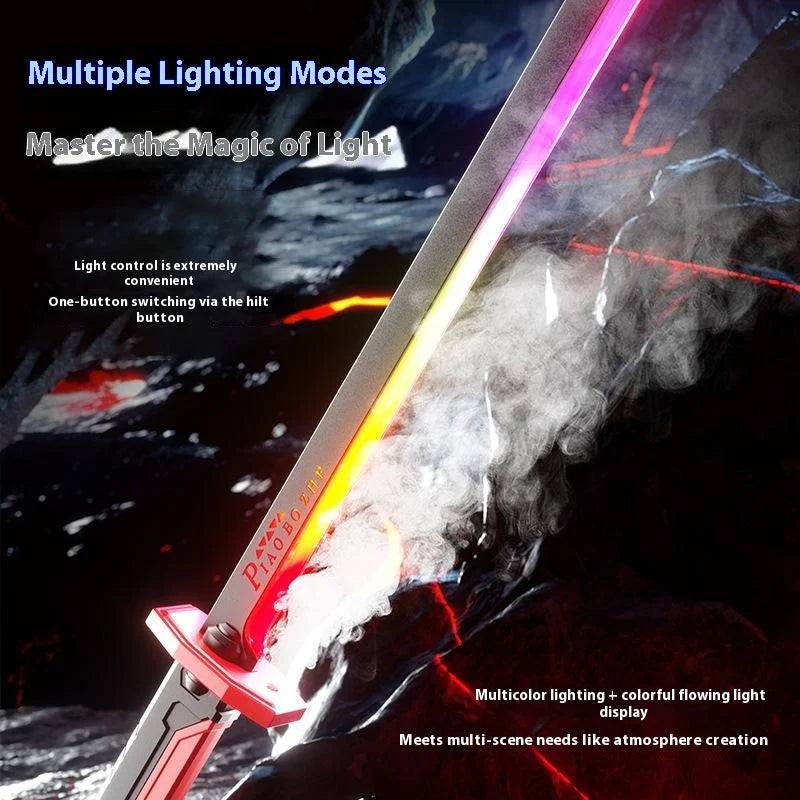 USB Rechargeable Creative Light Sword Plastic Glowing Toy for Kids with Spark and Smoke Effect - Grey - 4