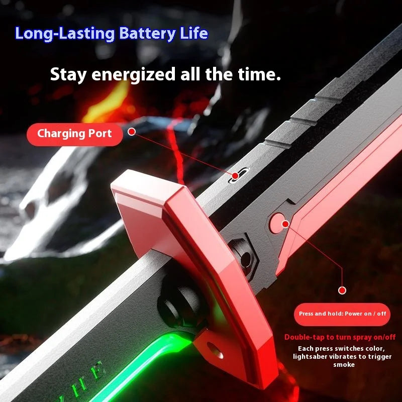 USB Rechargeable Creative Light Sword Plastic Glowing Toy for Kids with Spark and Smoke Effect - Grey - 5