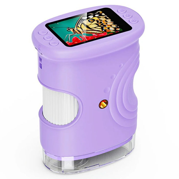 382 Portable Digital Microscope 2 Inch IPS Screen 1000X Handheld Electronic Microscope for Children - Purple - 1