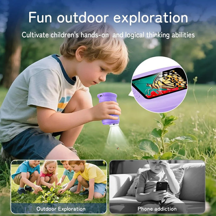 382 Portable Digital Microscope 2 Inch IPS Screen 1000X Handheld Electronic Microscope for Children - Purple - 2
