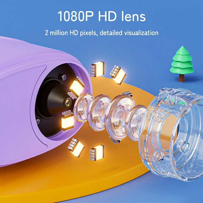 382 Portable Digital Microscope 2 Inch IPS Screen 1000X Handheld Electronic Microscope for Children - Purple - 4