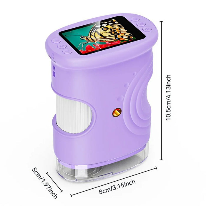 382 Portable Digital Microscope 2 Inch IPS Screen 1000X Handheld Electronic Microscope for Children - Purple - 7