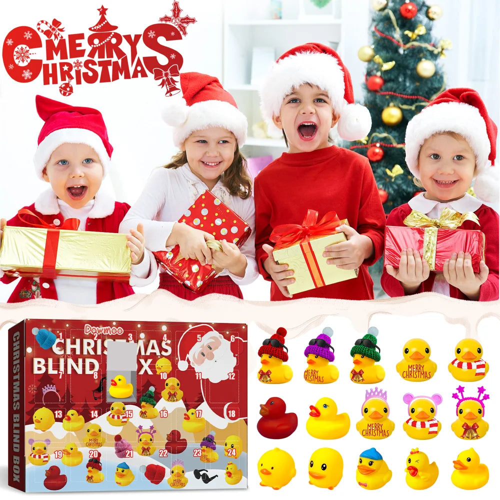 DOWMOO Christmas Advent Calendar 24 Compartment Rubber Duck Blind Box Set Holiday Bath Toy Collection Gift - 2