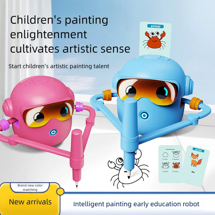 Smart Drawing Robot for Kids 3-8 Years Old Educational Painting Machine with 100 Drawing Cards - Sky Blue - 5