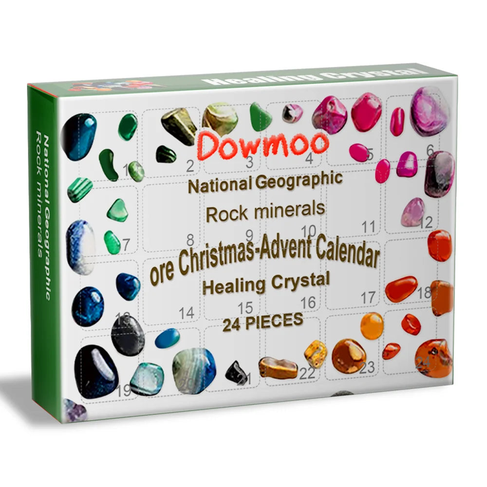DOWMOO 24PCS Gemstone Mystery Box Daily Surprise Countdown Collection Raw Crystal Gift Set - 24 Pieces - 1