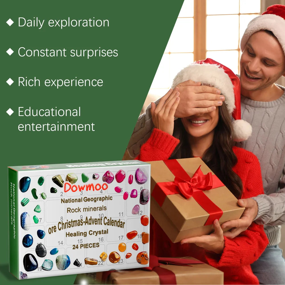 DOWMOO 24PCS Gemstone Mystery Box Daily Surprise Countdown Collection Raw Crystal Gift Set - 24 Pieces - 3
