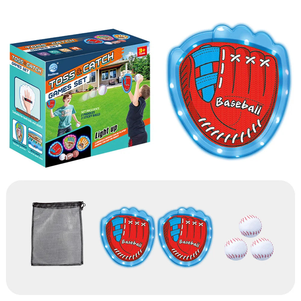 LED Light Up Toss Catch Ball Game Set Sticky Baseball Glove Family Interactive Toy Kids Gift - C1 - 1