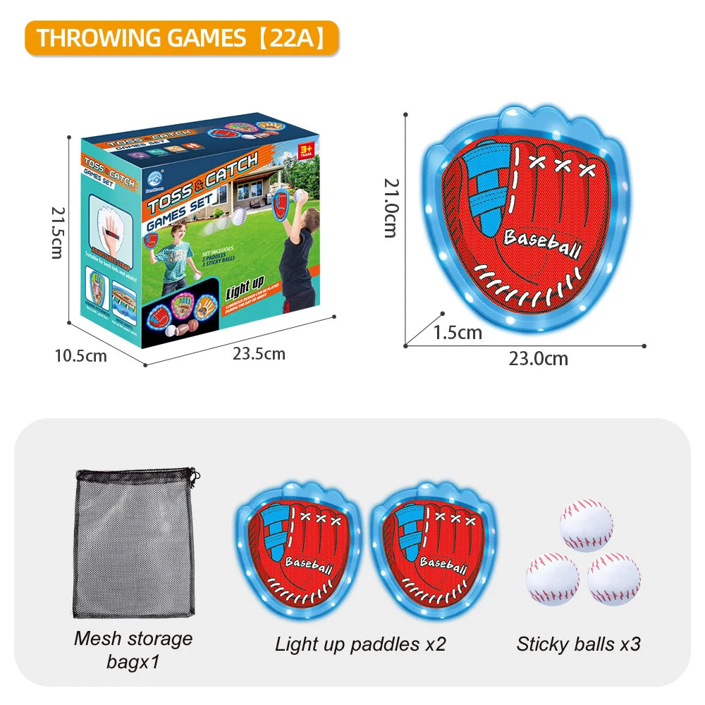 LED Light Up Toss Catch Ball Game Set Sticky Baseball Glove Family Interactive Toy Kids Gift - C1 - 6