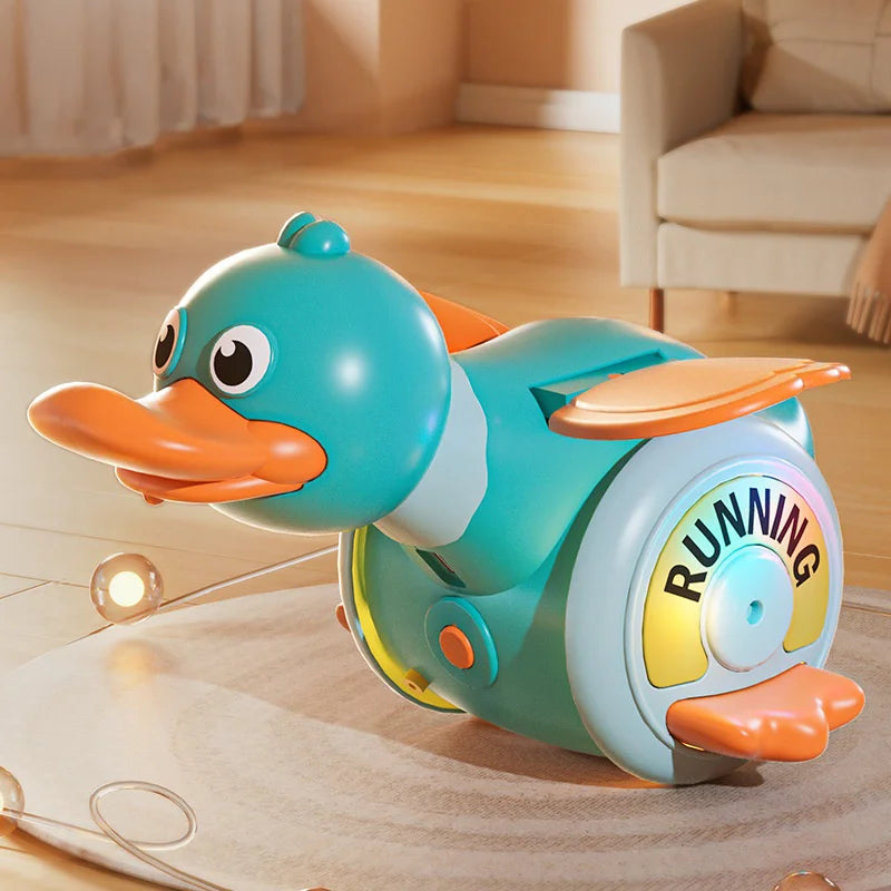 360 Degree Rotation Smart Electric Duck with Sound and Light Educational Learning Toy for Toddlers - Green - 2
