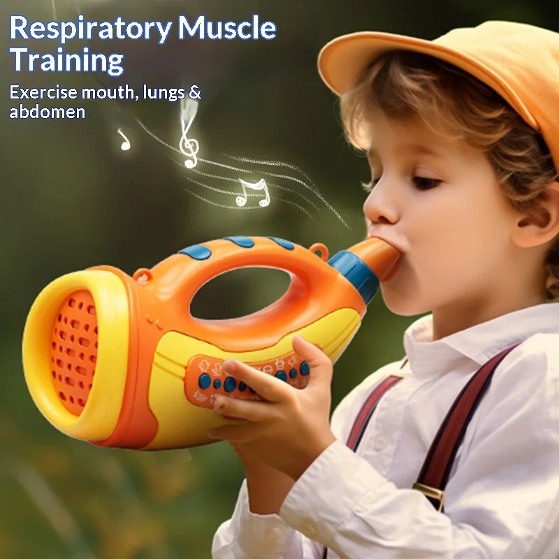 Animal Sounds Portable Kids Musical Blow Horn Sound Amplifier for Lung Capacity Birthday Gift - Orange - 3