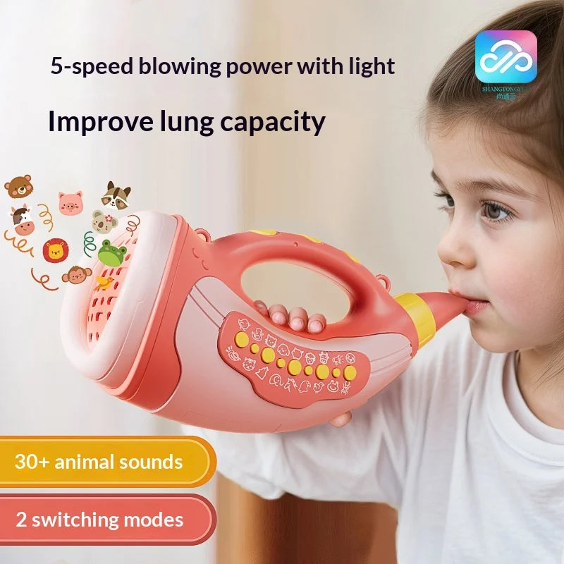 Animal Sounds Portable Kids Musical Blow Horn Sound Amplifier for Lung Capacity Birthday Gift - Orange - 4