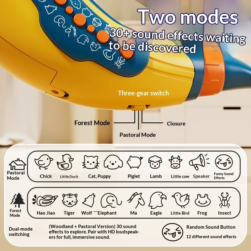 Animal Sounds Portable Kids Musical Blow Horn Sound Amplifier for Lung Capacity Birthday Gift - Orange - 5
