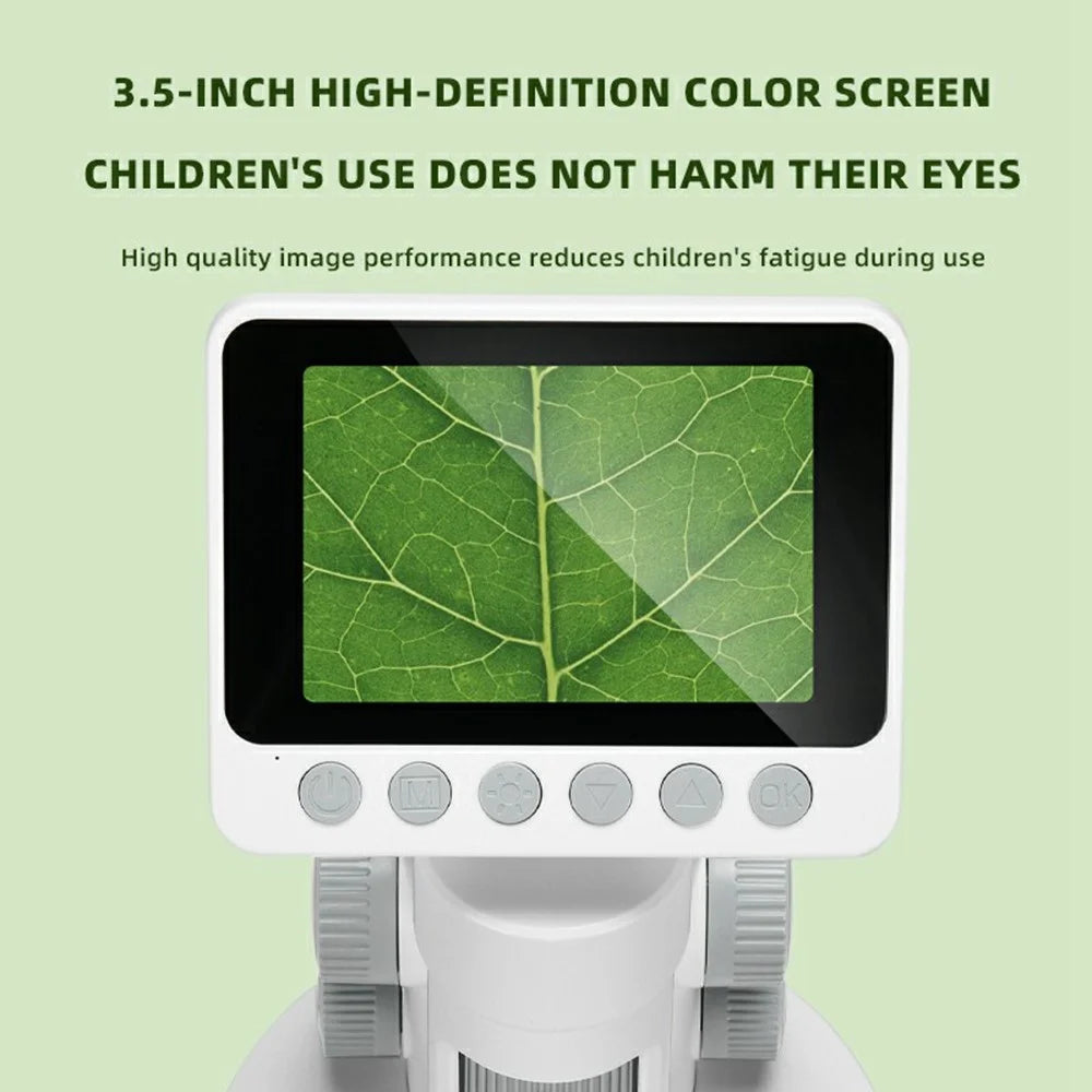 Microscope for Kids, 1000X 2 in 1 Desktop & Handheld Digital Microscope 3.5-inch HD Portable Photo Video with 6 Slides Kids Gift - 5