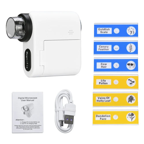 F5 Handheld Portable Microscope Telescope Photo / Video Recording Experimental Toy Viewer Kids Gift (No Memory) - White - 1