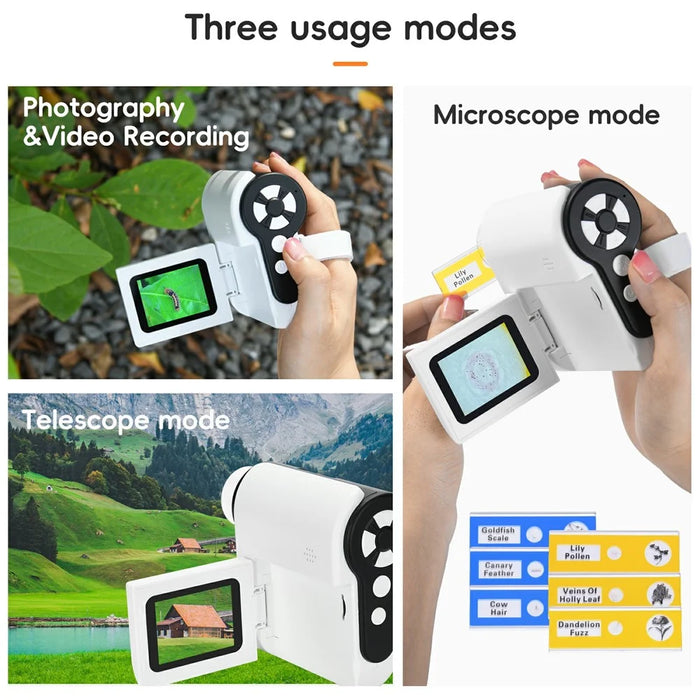 F5 Handheld Portable Microscope Telescope Photo / Video Recording Experimental Toy Viewer Kids Gift (No Memory) - White - 7