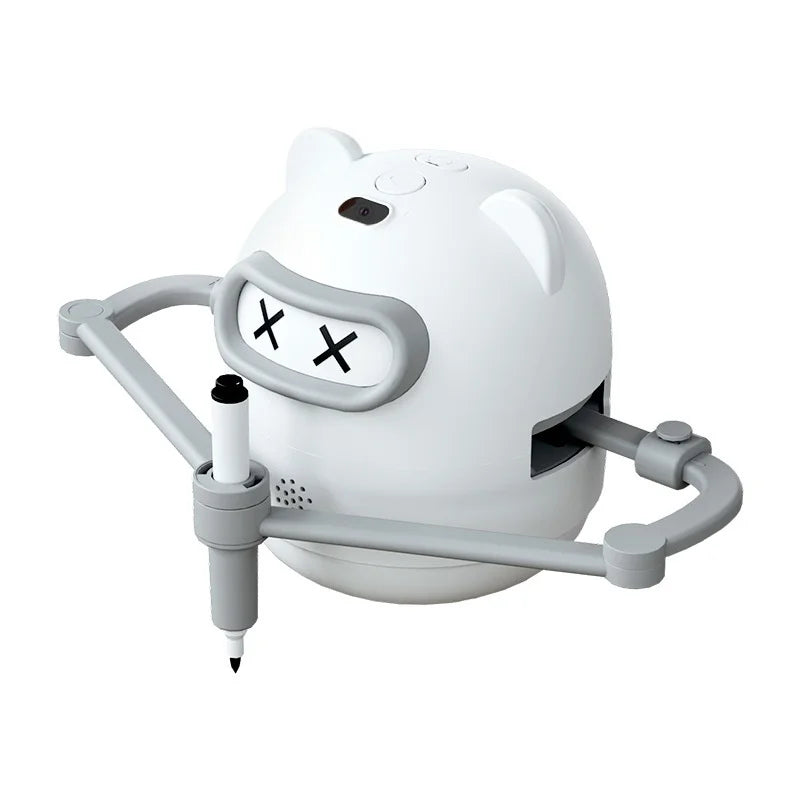 SW-200 Smart Drawing Robot for Kids Painting Robot Educational Toy with 100 Cards and Colored Pencils Set Children Gift - Grey+White - 1