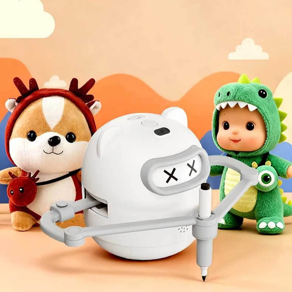 SW-200 Smart Drawing Robot for Kids Painting Robot Educational Toy with 100 Cards and Colored Pencils Set Children Gift - Grey+White - 2