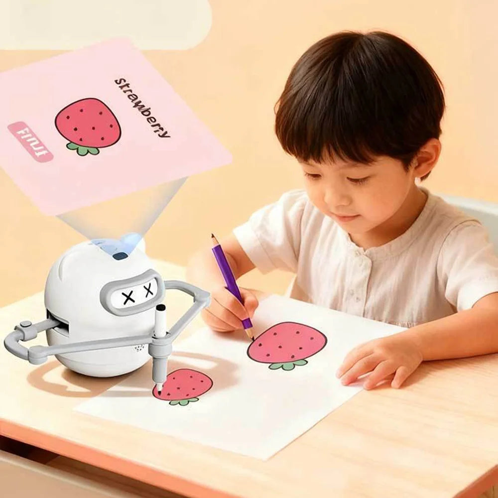 SW-200 Smart Drawing Robot for Kids Painting Robot Educational Toy with 100 Cards and Colored Pencils Set Children Gift - Grey+White - 3