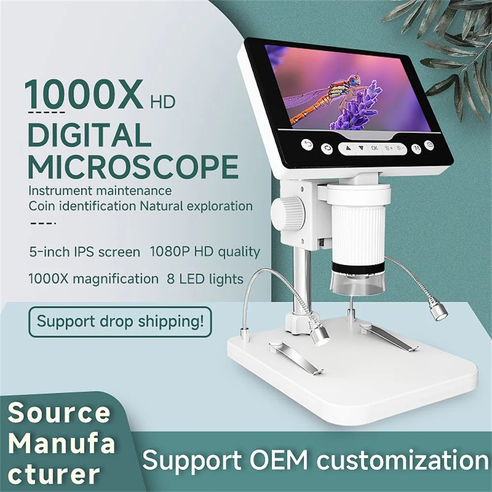V17 5 Inch Screen 1000X Digital Microscope Handheld Integrated Magnifier for Repair / Inspection - White - 2