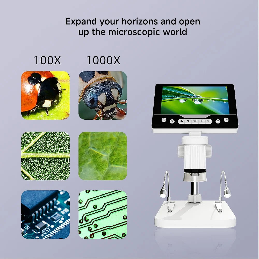 V17 5 Inch Screen 1000X Digital Microscope Handheld Integrated Magnifier for Repair / Inspection - White - 5