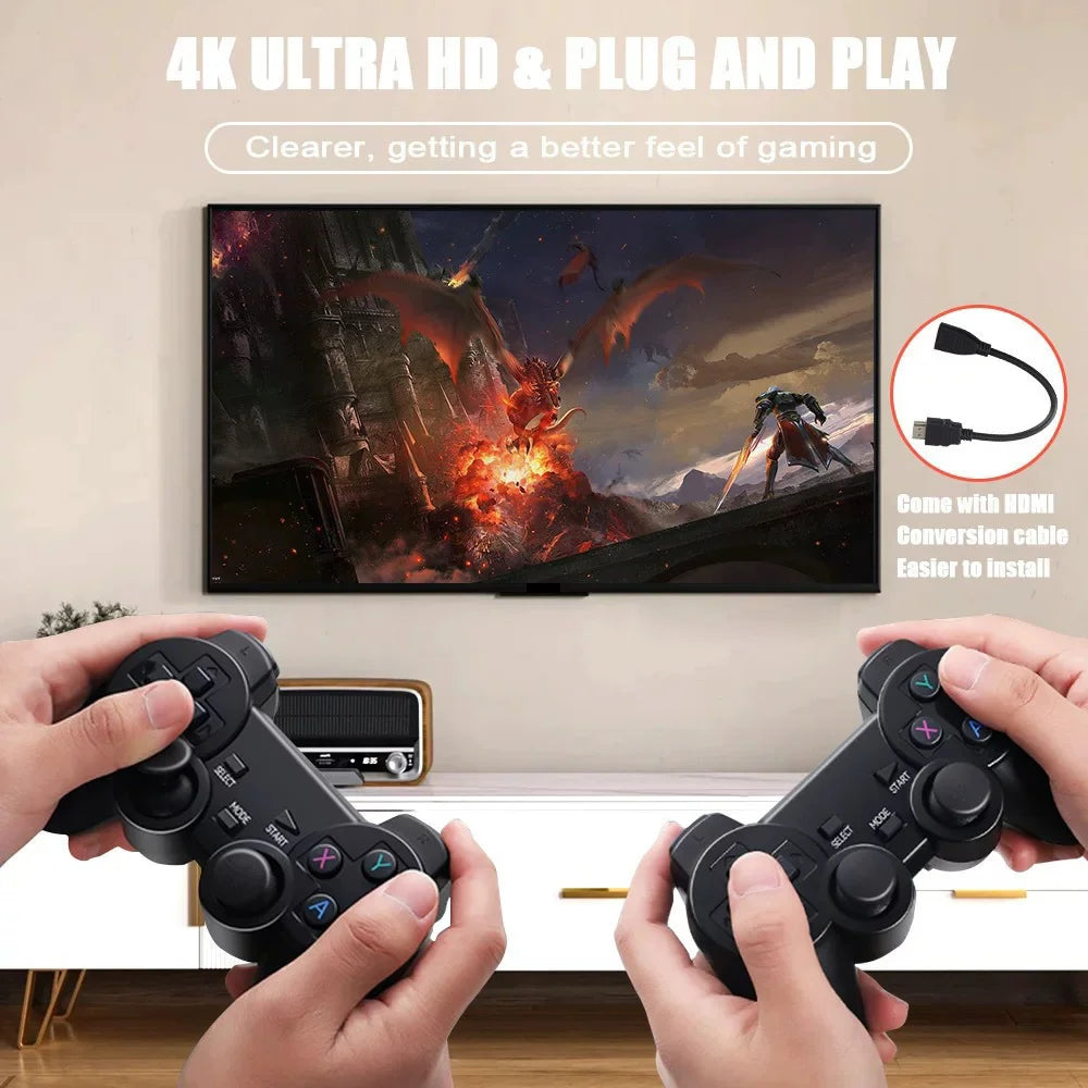 X2 Retro Video Game Console with 128GB TF Card 4K HD TV Game Stick 2.4G Dual Wireless Gamepads, High-end Version - 4