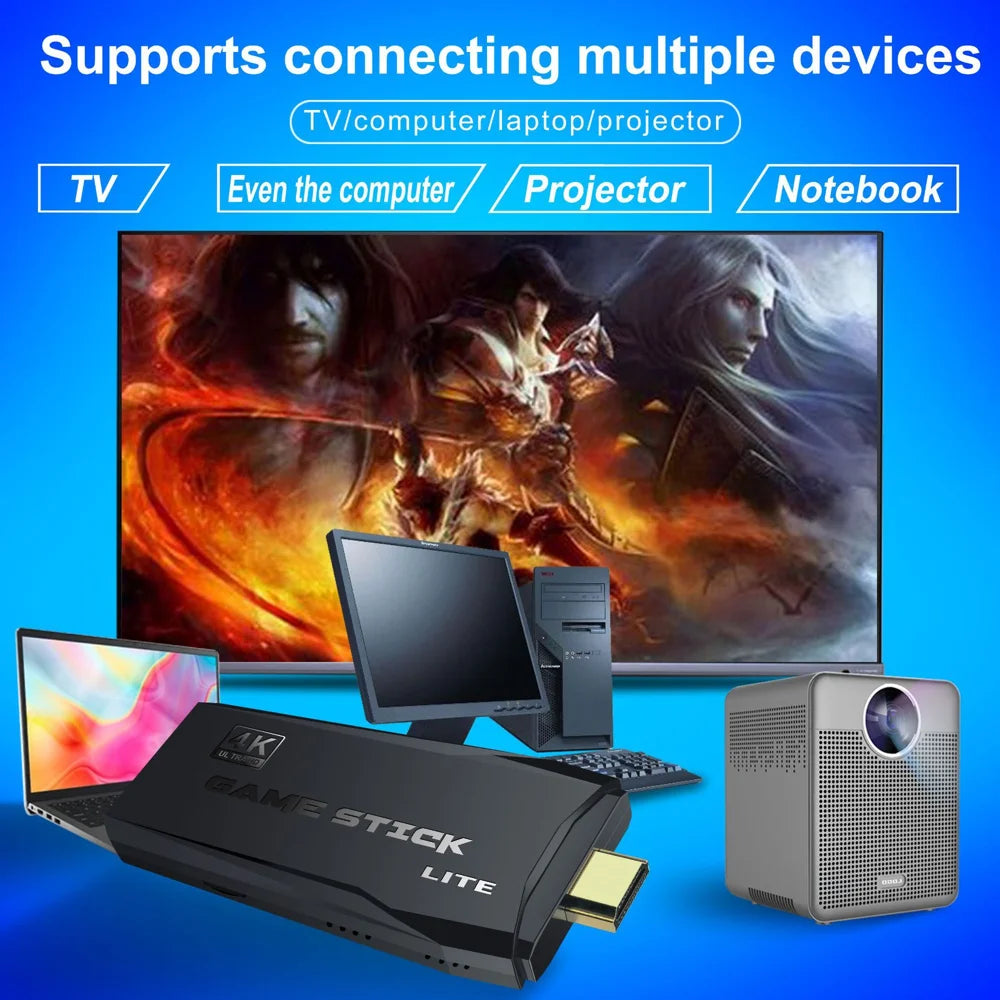 M8 128GB 4K Retro Game Stick HD Home Video Game Console with 2 Wireless Controllers - 2