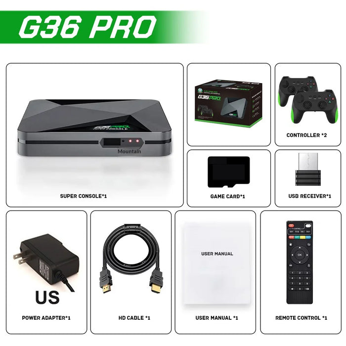 G36 Pro Dual System TV Game Console HD Retro Arcade Gamepad for 2 Players, with 64GB Memory Card - US Plug - 5