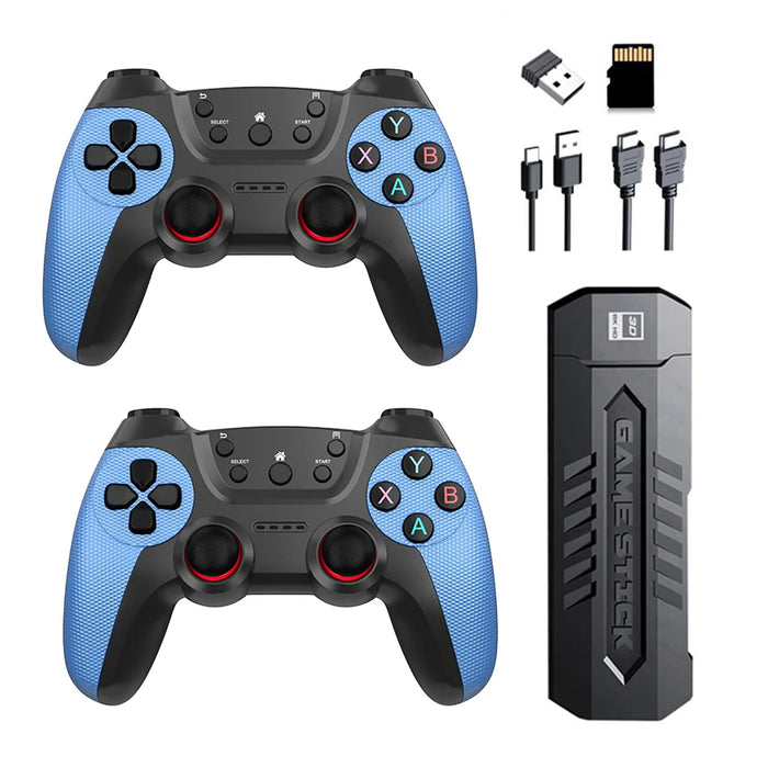 X2 Blue HD Gaming Console Wireless TV Game System for Dual Player Home Entertainment, with 64GB TF Card - 1