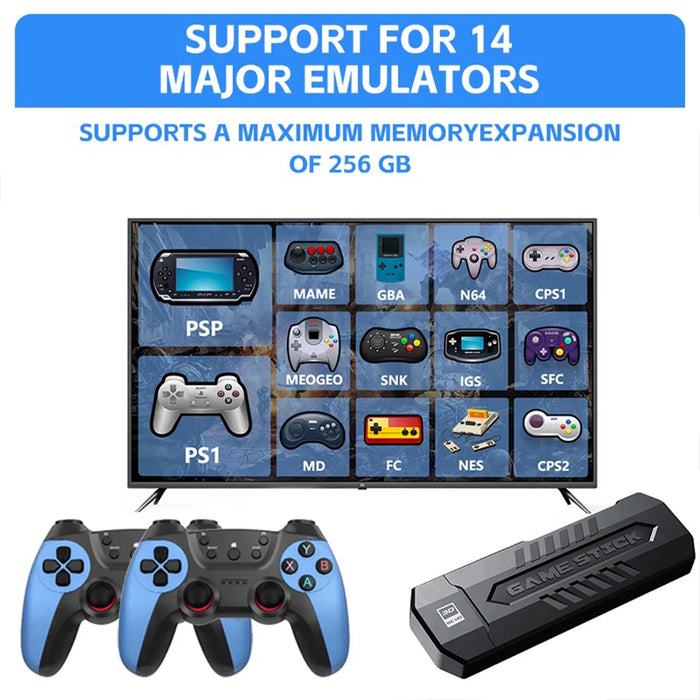 X2 Blue HD Gaming Console Wireless TV Game System for Dual Player Home Entertainment, with 64GB TF Card - 7