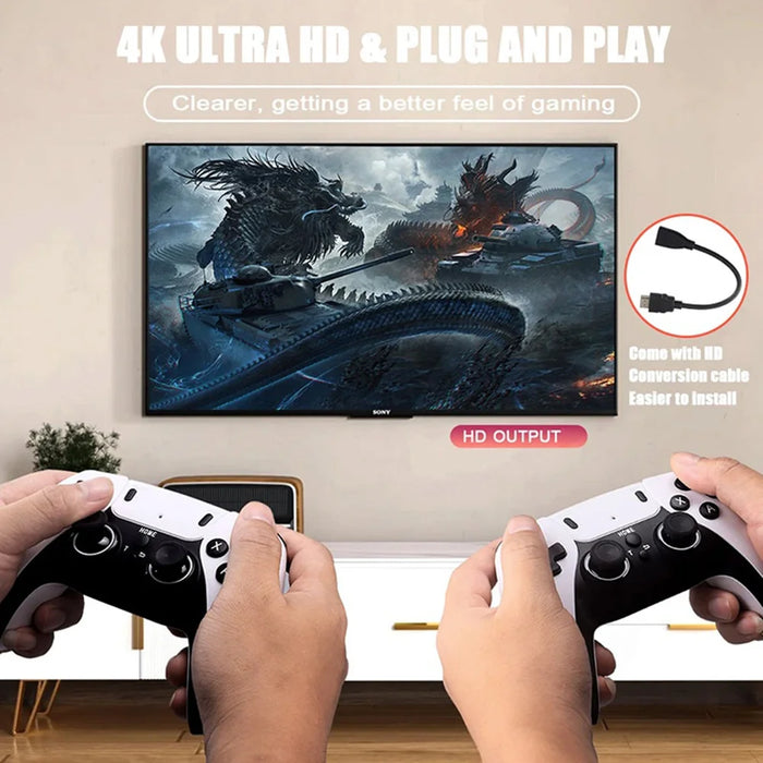 GD10 PRO X2 PLUS Retro Game Console 30000+ Games 4K HD Handheld Gaming System with Dual Controller, with 64GB TF Card - White - 2
