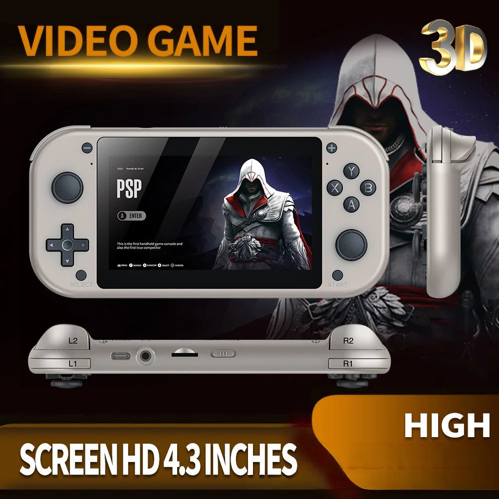 M17 4.3 Inch HD Screen Handheld Video Game Console 20000+ Games Portable Retro Gamepad, with 64GB TF Card - 2