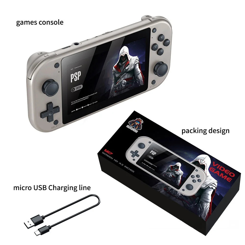 M17 4.3 Inch HD Screen Handheld Video Game Console 20000+ Games Portable Retro Gamepad, with 64GB TF Card - 5