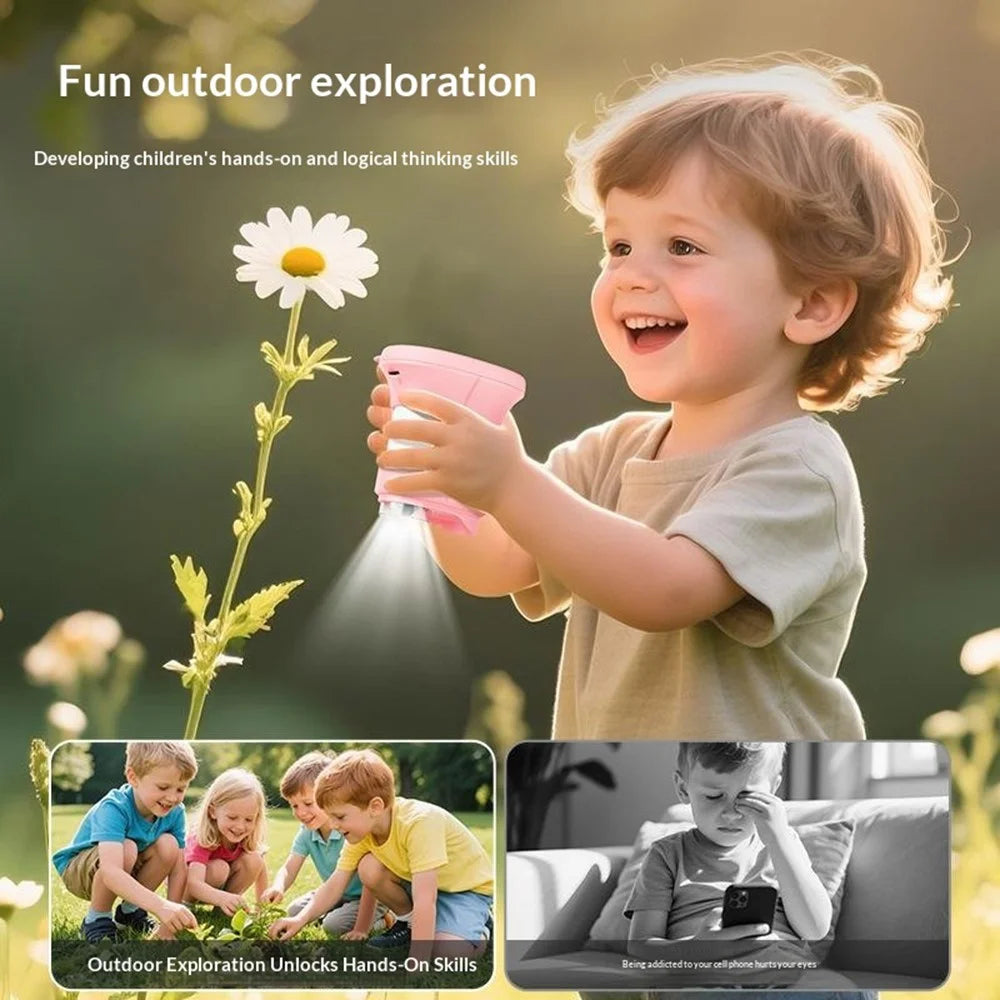 Kids Digital Microscope Camera Outdoor Science Educational Toy Electronic Magnifier Without Memory Card - Pink - 3