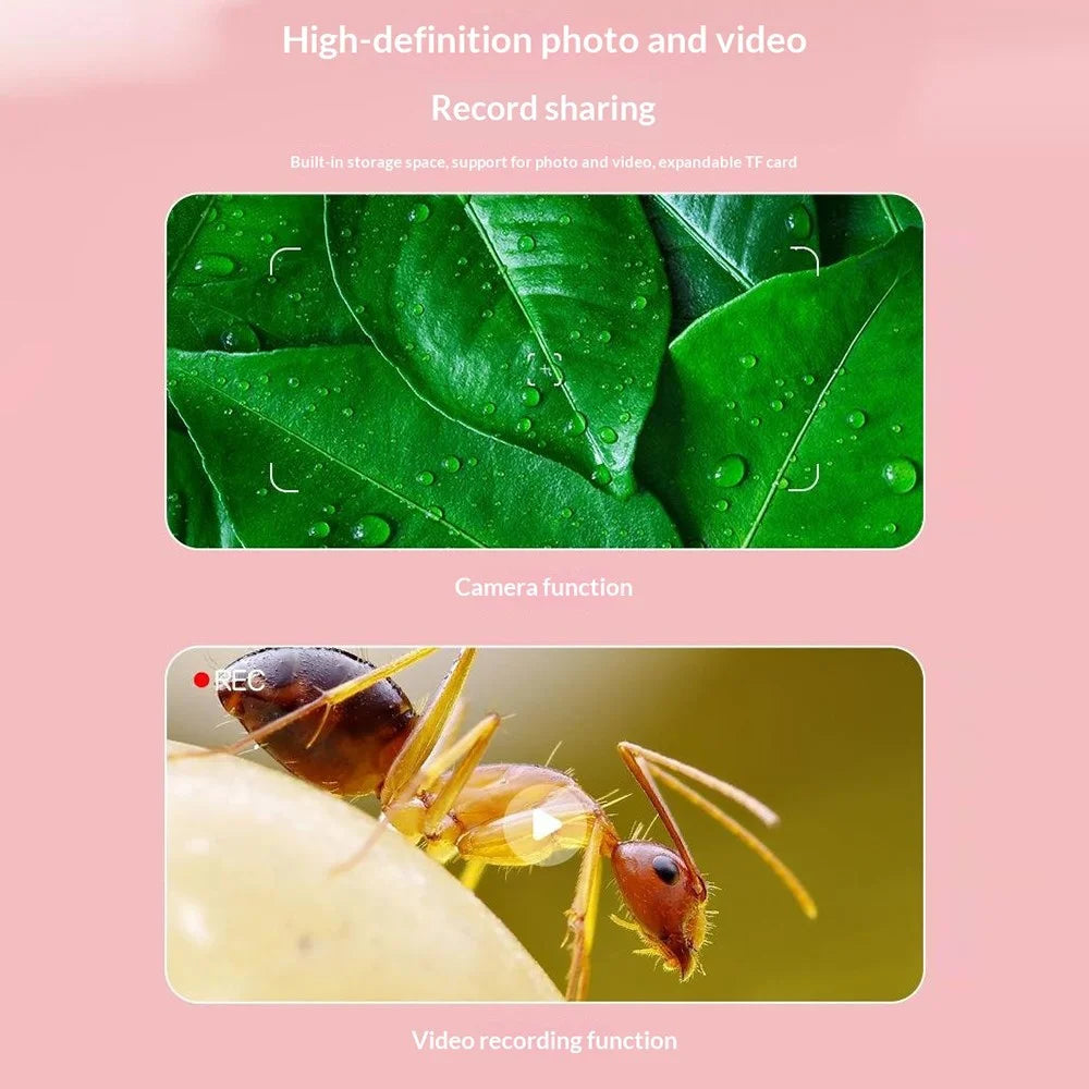 Kids Digital Microscope Camera Outdoor Science Educational Toy Electronic Magnifier Without Memory Card - Pink - 6