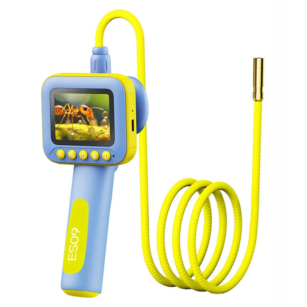 ES09 Kids Endoscope 2.4 Inch HD 200W Handheld Exploration Fun Children Microscope No Memory Card - Blue - 1