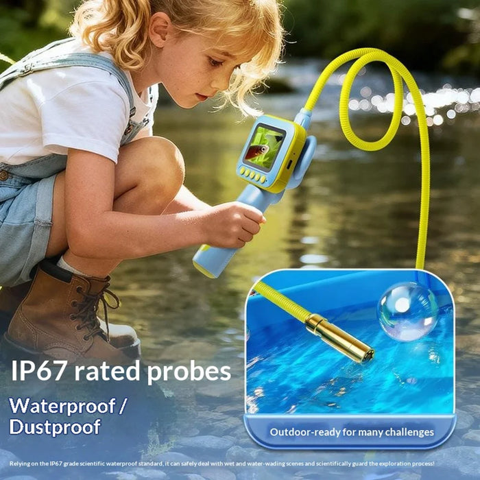 ES09 Kids Endoscope 2.4 Inch HD 200W Handheld Exploration Fun Children Microscope No Memory Card - Blue - 4