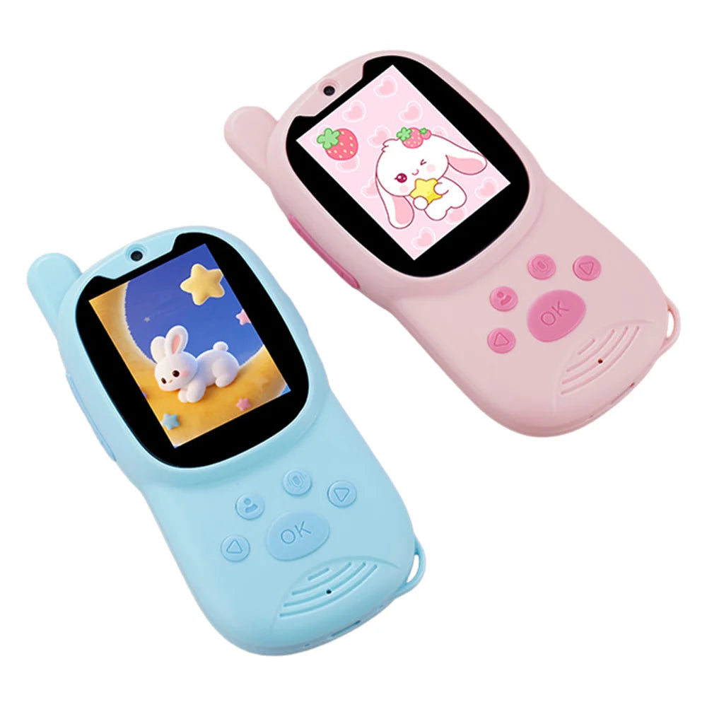 K12 2Pcs / Set 2.0 Inch IPS Screen Children Video Walkie Talkie 2.4G WiFi Remote Intercom Toy for Kids - Blue+Pink - 1