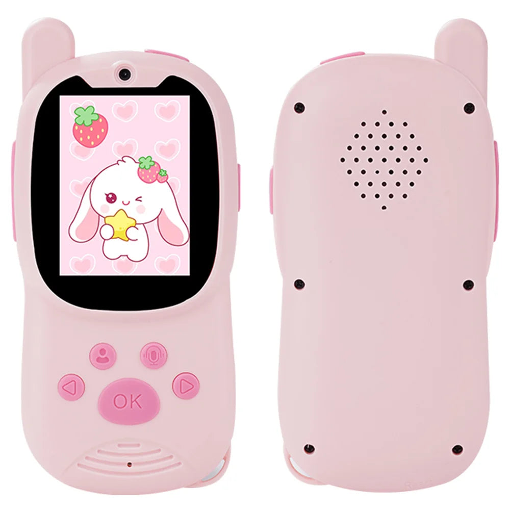K12 2Pcs / Set 2.0 Inch IPS Screen Children Video Walkie Talkie 2.4G WiFi Remote Intercom Toy for Kids - Blue+Pink - 2