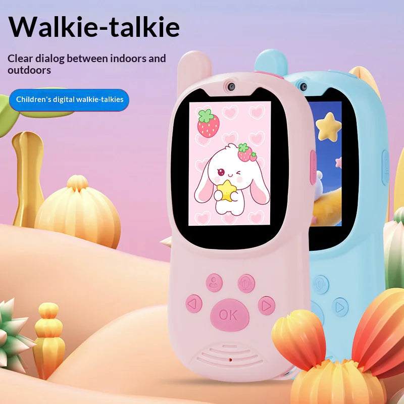K12 2Pcs / Set 2.0 Inch IPS Screen Children Video Walkie Talkie 2.4G WiFi Remote Intercom Toy for Kids - Blue+Pink - 3