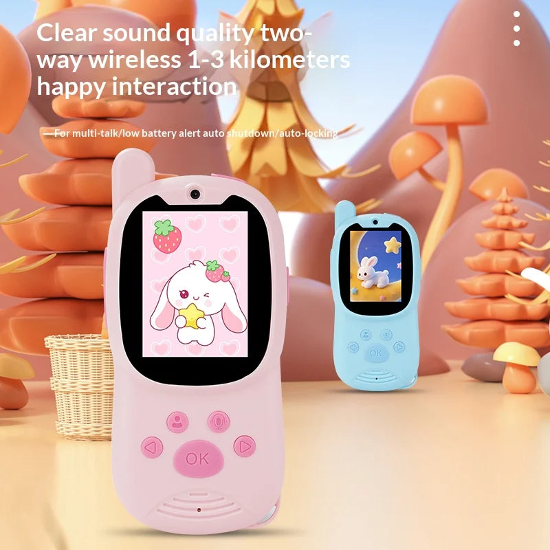 K12 2Pcs / Set 2.0 Inch IPS Screen Children Video Walkie Talkie 2.4G WiFi Remote Intercom Toy for Kids - Blue+Pink - 6