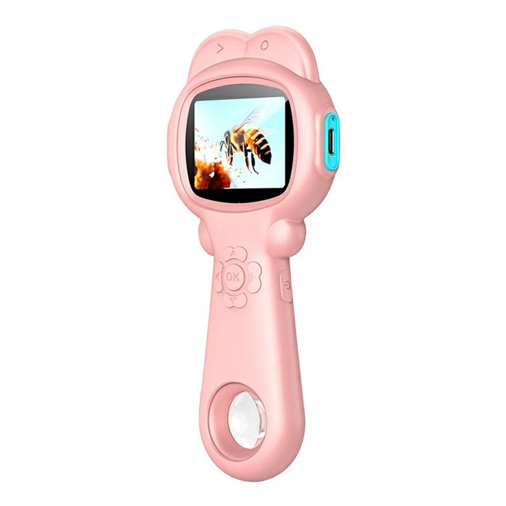 A10 500X Magnification Handheld Camera Microscope with LED Light for Outdoor Science Exploration Kids Educational Toy (without TF Card) - Pink - 1