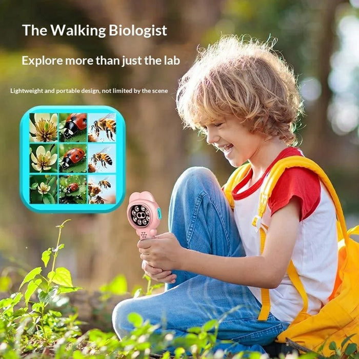 A10 500X Magnification Handheld Camera Microscope with LED Light for Outdoor Science Exploration Kids Educational Toy (without TF Card) - Pink - 5
