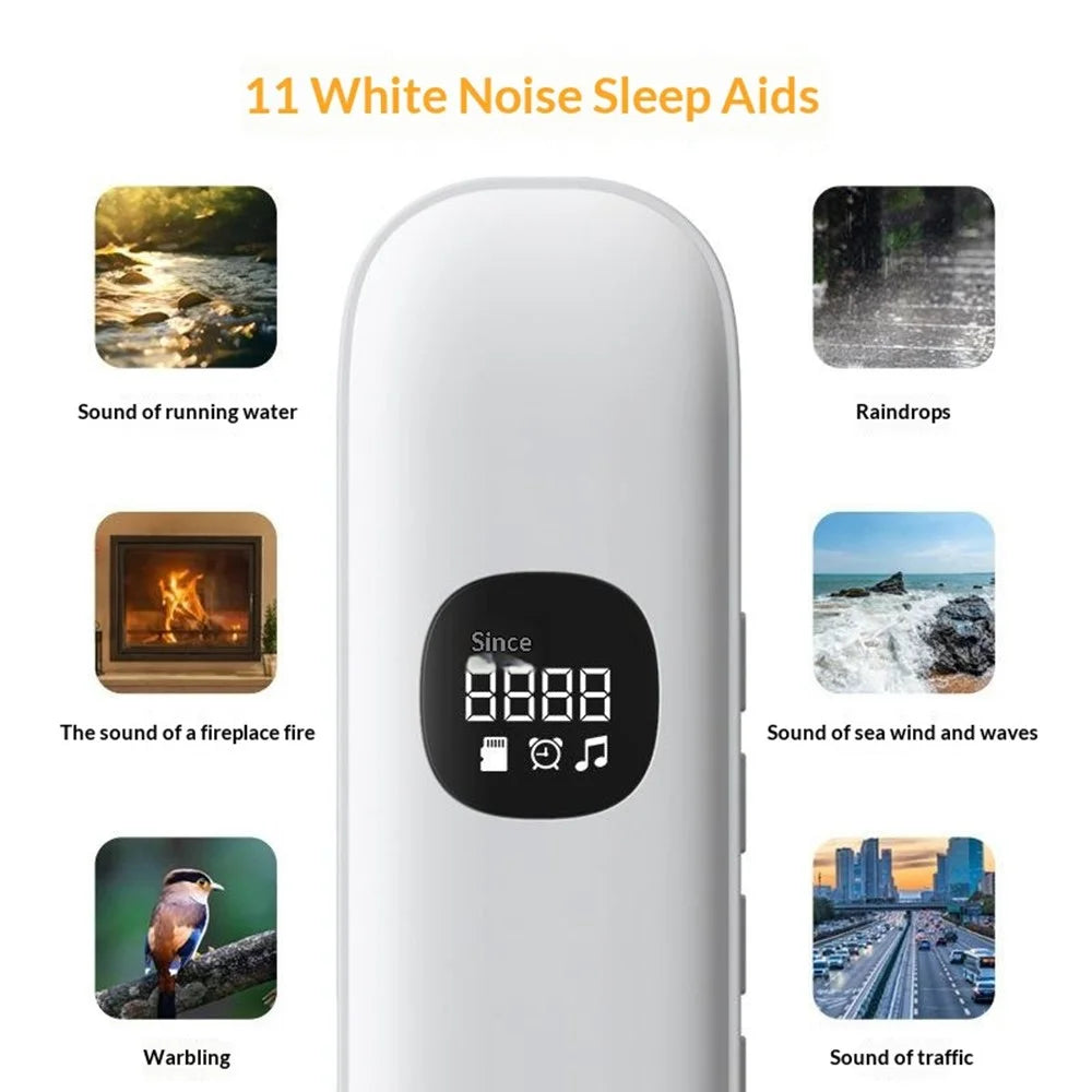 BLD007 Under Pillow Bone Conduction Bluetooth-Compatible Speaker LED Display White Noise Sleep Aid - Black - 6