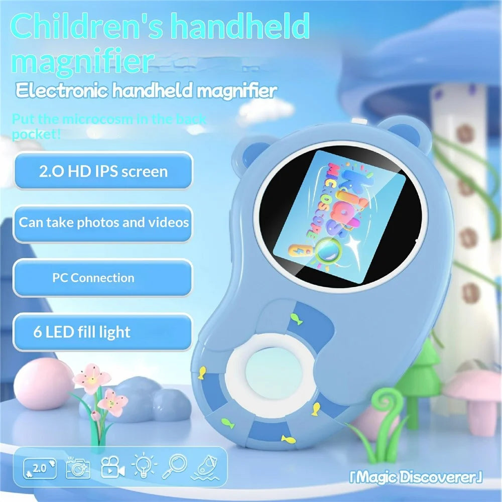 HM020H Kids Digital Microscope 2.0 Inch Screen 6 LED Lights Handheld Magnifier Educational Toy for STEM Learning - 2