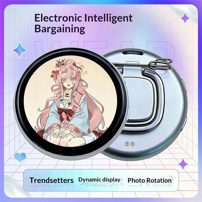 N88 Electronic Badge 1.85 inch Touchscreen Display Bluetooth-compatible Magnetic Anime Badge - Silver - 2